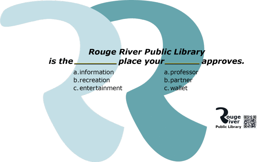 A fill in the blank poster using the benefits of libraries to attract members.